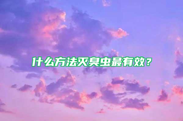 什么方法滅臭蟲最有效？